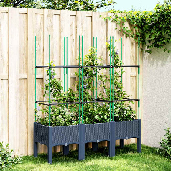 NNEVL Garden Planter with Trellis Blue Grey 120x40x142.5 cm PP
