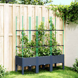 NNEVL Garden Planter with Trellis Blue Grey 120x40x142.5 cm PP