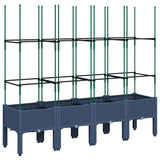 NNEVL Garden Planter with Trellis Blue Grey 160x40x142.5 cm PP