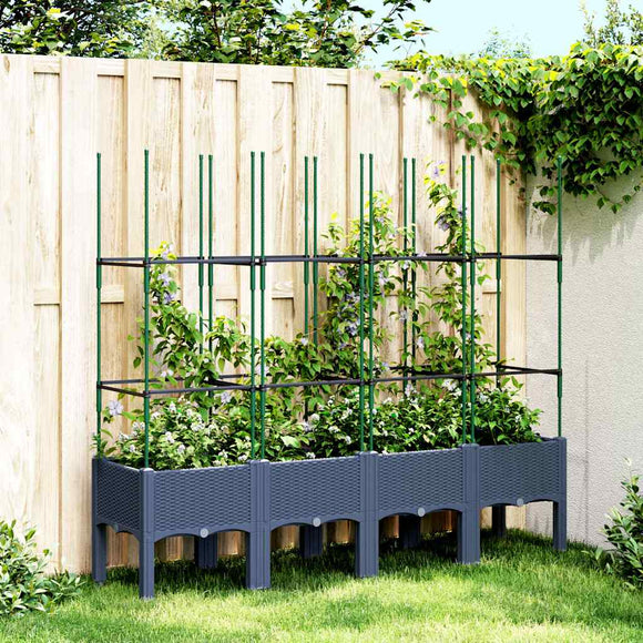 NNEVL Garden Planter with Trellis Blue Grey 160x40x142.5 cm PP