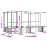 NNEVL Aviary with Extension Silver 418x207x212 cm Steel