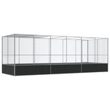 NNEVL Aviary with Extension Silver 625x207x212 cm Steel