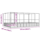 NNEVL Aviary with Extension Silver 518x307x212 cm Steel