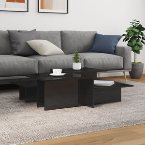 NNEVL Coffee Tables 2 pcs High Gloss Black Engineered Wood