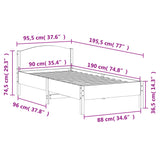 NNEVL Bed Frame with Headboard 90x190 cm Solid Wood Pine