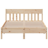 NNEVL Bed Frame with Headboard 150x200 cm Solid Wood Pine