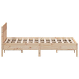 NNEVL Bed Frame with Headboard 150x200 cm Solid Wood Pine