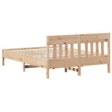 NNEVL Bed Frame with Headboard 150x200 cm Solid Wood Pine