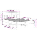 NNEVL Bed Frame with Headboard 150x200 cm Solid Wood Pine