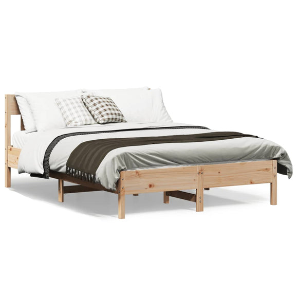 NNEVL Bed Frame with Headboard 150x200 cm Solid Wood Pine