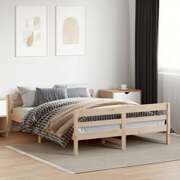 NNEVL Bed Frame without Mattress 137x187 cm Double Solid Wood Pine