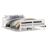 NNEVL Bed Frame without Mattress White 137x187 cm Double Solid Wood Pine