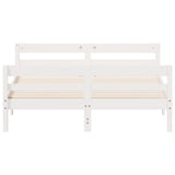NNEVL Bed Frame without Mattress White 137x187 cm Double Solid Wood Pine