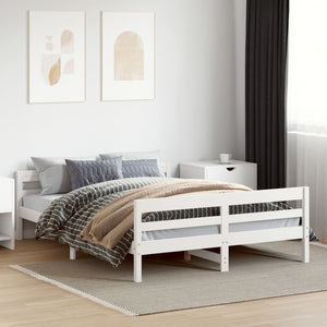 NNEVL Bed Frame without Mattress White 137x187 cm Double Solid Wood Pine