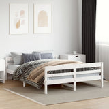 NNEVL Bed Frame without Mattress White 137x187 cm Double Solid Wood Pine