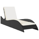 NNEVL Sun Lounger with Cushion Black 60x205x73 cm Poly Rattan