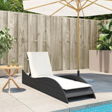 NNEVL Sun Lounger with Cushion Black 60x205x73 cm Poly Rattan