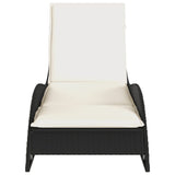 NNEVL Sun Lounger with Cushion Black 60x205x73 cm Poly Rattan