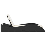 NNEVL Sun Lounger with Cushion Black 60x205x73 cm Poly Rattan