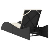 NNEVL Sun Lounger with Cushion Black 60x205x73 cm Poly Rattan