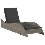 NNEVL Sun Lounger with Cushion Grey 60x205x73 cm Poly Rattan