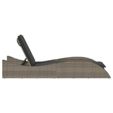 NNEVL Sun Lounger with Cushion Grey 60x205x73 cm Poly Rattan