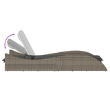 NNEVL Sun Lounger with Cushion Grey 60x205x73 cm Poly Rattan