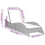 NNEVL Sun Lounger with Cushion Grey 60x205x73 cm Poly Rattan
