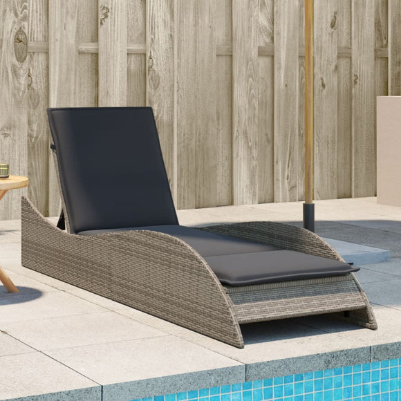 NNEVL Sun Lounger with Cushion Grey 60x205x73 cm Poly Rattan