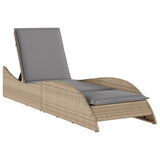 NNEVL Sun Lounger with Cushion Beige 60x205x73 cm Poly Rattan
