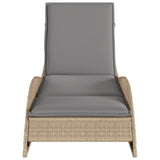 NNEVL Sun Lounger with Cushion Beige 60x205x73 cm Poly Rattan