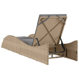 NNEVL Sun Lounger with Cushion Beige 60x205x73 cm Poly Rattan