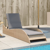 NNEVL Sun Lounger with Cushion Beige 60x205x73 cm Poly Rattan