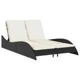 NNEVL Sun Lounger with Cushions Black 114x205x73 cm Poly Rattan