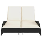 NNEVL Sun Lounger with Cushions Black 114x205x73 cm Poly Rattan