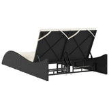 NNEVL Sun Lounger with Cushions Black 114x205x73 cm Poly Rattan