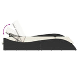 NNEVL Sun Lounger with Cushions Black 114x205x73 cm Poly Rattan