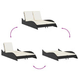 NNEVL Sun Lounger with Cushions Black 114x205x73 cm Poly Rattan