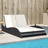 NNEVL Sun Lounger with Cushions Black 114x205x73 cm Poly Rattan