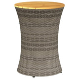 NNEVL Garden Side Table Drum Shape Grey Poly Rattan and Solid Wood