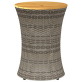 NNEVL Garden Side Table Drum Shape Grey Poly Rattan and Solid Wood