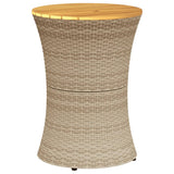 NNEVL Garden Side Table Drum Shape Beige Poly Rattan and Solid Wood