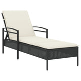 NNEVL Sun Lounger with Cushion Black 63x200x81 cm Poly Rattan