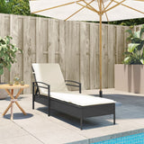 NNEVL Sun Lounger with Cushion Black 63x200x81 cm Poly Rattan