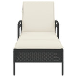 NNEVL Sun Lounger with Cushion Black 63x200x81 cm Poly Rattan
