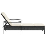 NNEVL Sun Lounger with Cushion Black 63x200x81 cm Poly Rattan