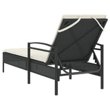 NNEVL Sun Lounger with Cushion Black 63x200x81 cm Poly Rattan