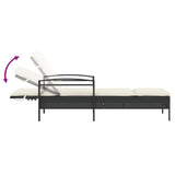 NNEVL Sun Lounger with Cushion Black 63x200x81 cm Poly Rattan