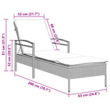 NNEVL Sun Lounger with Cushion Black 63x200x81 cm Poly Rattan