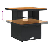 NNEVL Garden Table Black 80x80x71 cm Poly Rattan and Acacia Wood